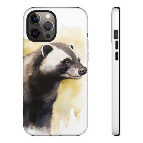 Badger on a Yellow Background - Impact Resistant Phone Case iPhone 12 Pro Max Matte